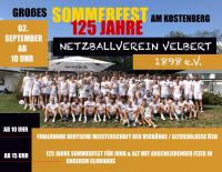 Großes Sommerfest zum 125-jährigen Jubiläum im Netzballverein  - Sportlicher Höhepunkt: Austragung der Deutschen Mannschafts-Meisterschaft der Verbände AK 30 mit Spielern aus eigenen Reihen