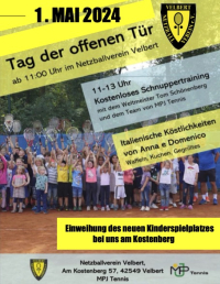 Netzballverein lädt am ersten Mai zum Tag der offenen Tür      Top-Trainer Team bietet kostenloses Tennistraining an - Waffeln und Leckeres vom Grill zur Stärkung